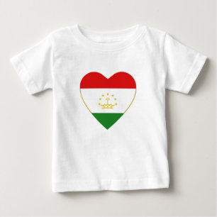 Bebé Camiseta del corazón de la bandera de Tayikistán