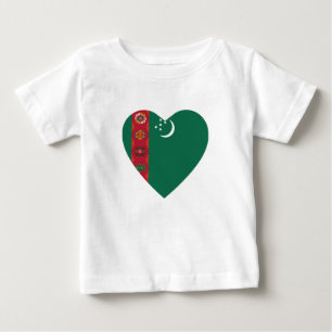 Bebé Camiseta del corazón de la bandera de Turkmenistán