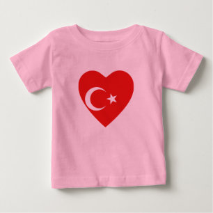 Bebé Camiseta del corazón de la bandera de Turquía