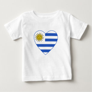 Bebé Camiseta del corazón de la bandera de Uruguay