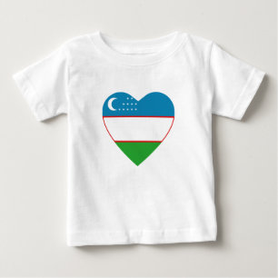 Bebé Camiseta del corazón de la bandera de Uzbekistán