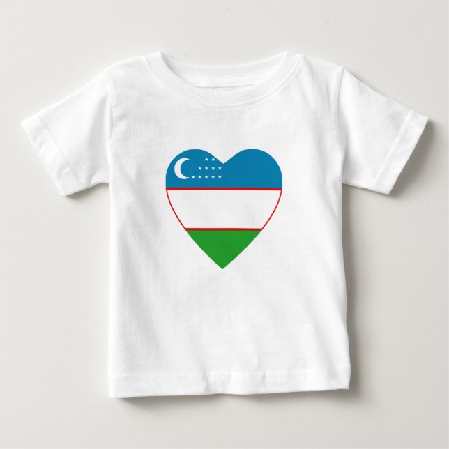 Bebé Camiseta del corazón de la bandera de Uzbekistán (Anverso)
