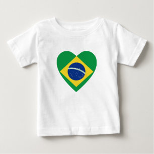 Bebé Camiseta del corazón de la bandera del Brasil