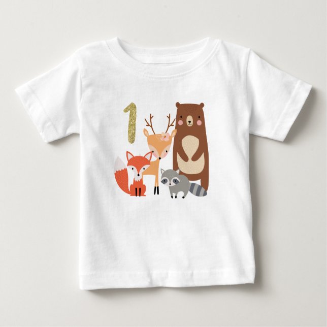 Bebé Camiseta del cumpleaños del arbolado de los niños (Anverso)