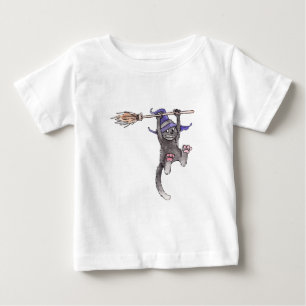 Bebé Camiseta del niño de la bruja del gato