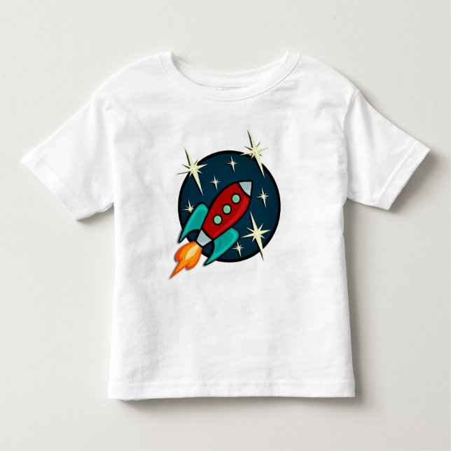 BEBÉ CAMISETA DEL NIÑO DE LA NAVE DE ROCKET RETRO (Anverso)