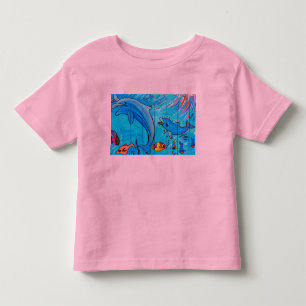 Bebé camiseta del niño de los delfínes de la natación