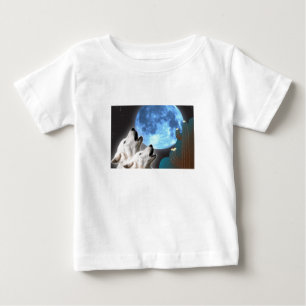 Bebé Camiseta del niño de los lobos de la luna azul