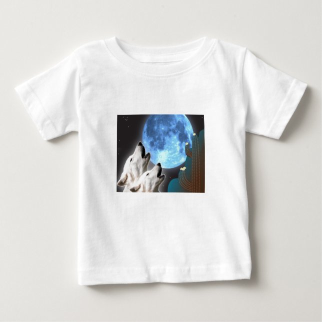 Bebé Camiseta del niño de los lobos de la luna azul (Anverso)