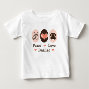 Bebé Camiseta del niño de Puggles del amor de la paz