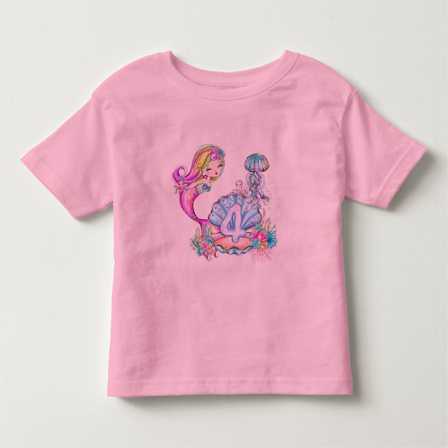 Bebé Camiseta del niño del cuarto cumpleaños de Sirena (Anverso)