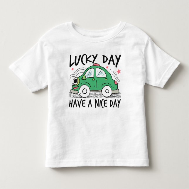 Bebé Camiseta del niño del Día de la Suerte del Coche V (Anverso)