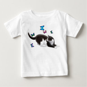Bebé Camiseta del niño del gato de la mariposa