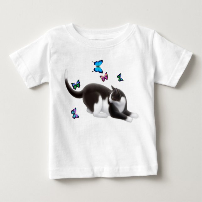 Bebé Camiseta del niño del gato de la mariposa (Anverso)