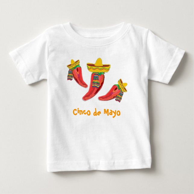 Bebé Camiseta del niño. Pimientas de chiles, Cinco de (Anverso)