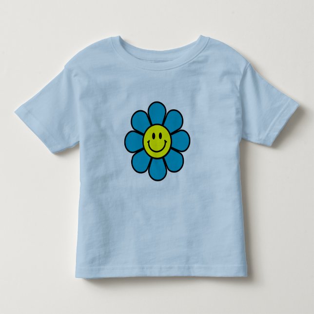 Bebé Camiseta del pequeño Ringer de flor (azul) (Anverso)