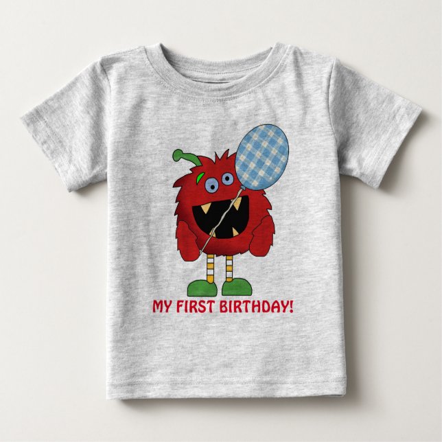 Bebé Camiseta del primer cumpleaños de Little Monster (Anverso)