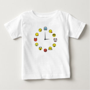 Bebé Camiseta divertida con cara de reloj de Emoji