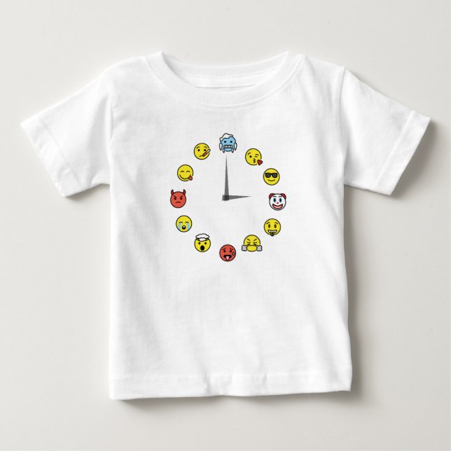 Bebé Camiseta divertida con cara de reloj de Emoji (Anverso)