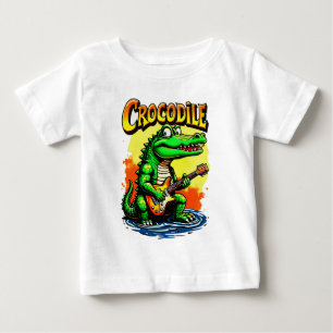 Bebé Camiseta divertida de cocodrilo: Gráfica de guitar
