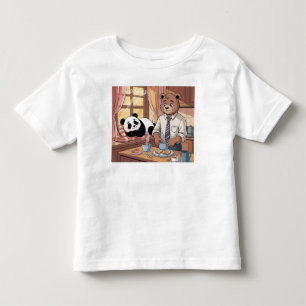 Bebé camiseta divertida de panda y oso para niños