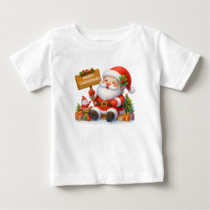 Bebé Camiseta divertida de Papá Noel con 'Feliz Navidad