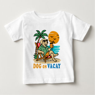 Bebé Camiseta Divertida de Perro de Vacaciones   Verano