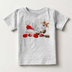 Bebé Camiseta divertida de Santa y del niño del dibujo