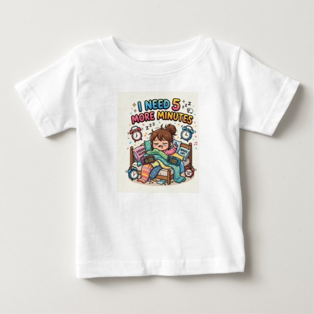 Bebé Camiseta Divertida de Sueño – Necesito 5 Minutos M (Anverso)