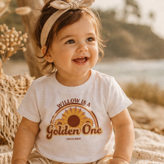 Bebé Camiseta dorada personalizada de cumpleaños número