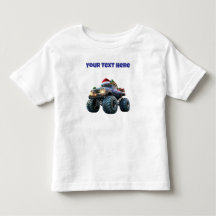 Camiseta editable de camión monstruo azul para niñ