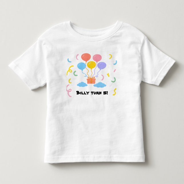Bebé Camiseta Editable de Crayón - Fiesta de Globos par (Anverso)