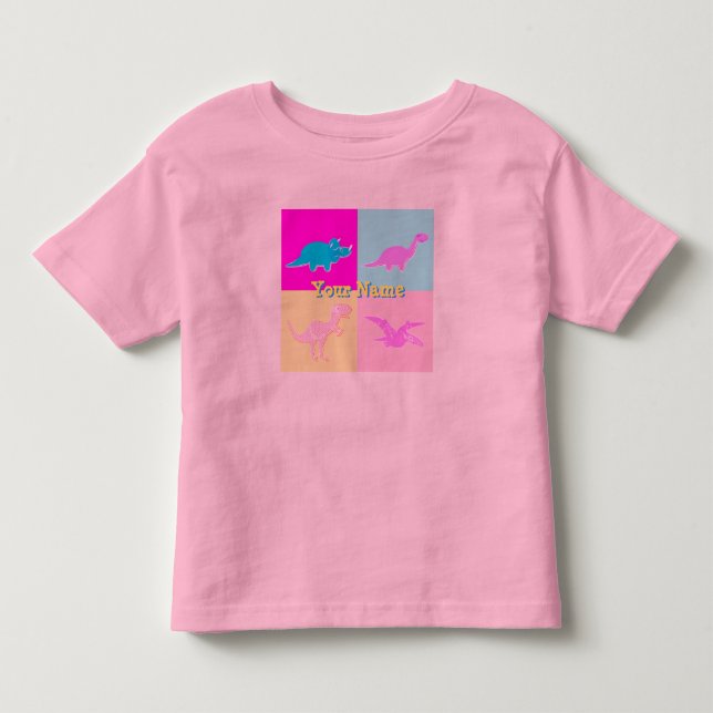 Bebé Camiseta feliz de los dinosaurios del dibujo (Anverso)