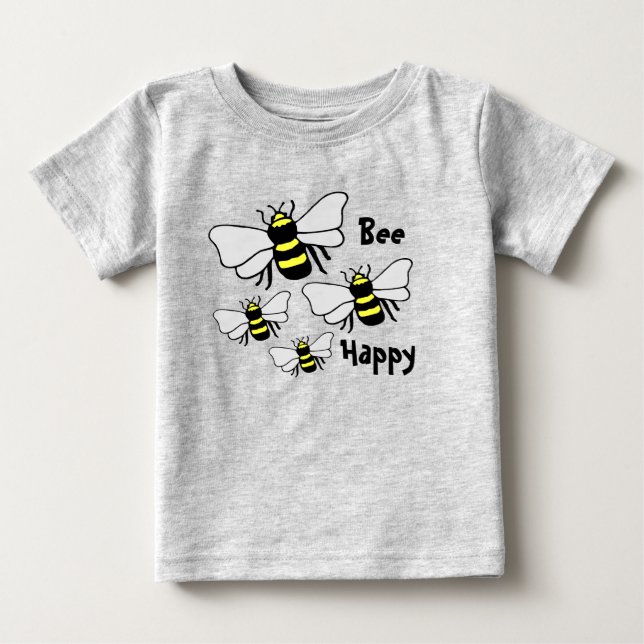 Bebé Camiseta feliz del niño de la "abeja de muchas (Anverso)