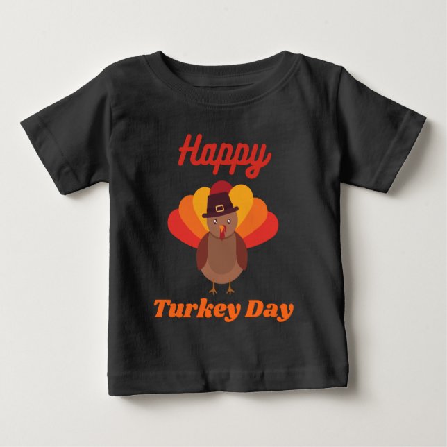 Bebé Camiseta Feliz Día de Pavo (Anverso)