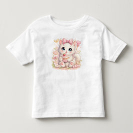 Bebé - Camiseta gráfica de gato rosa kawaii para niñas
