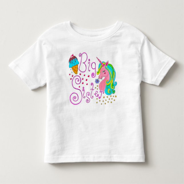 Bebé Camiseta "Gran Hermana" de unicornio para niños (Anverso)