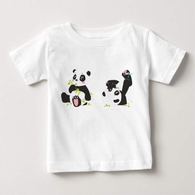 Bebé Camiseta impresa de panda suave para bebés (Anverso)