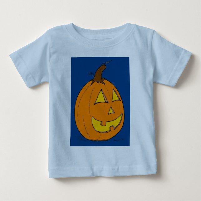 Bebé Camiseta infantil azul de Jack o' Lantern (Anverso)