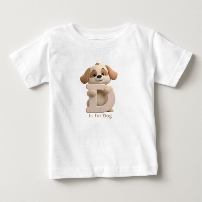 Bebé Camiseta infantil con letra D y perro lindo | S de (Anverso)