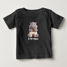 Bebé Camiseta infantil con letra H de hipopótamo lindo