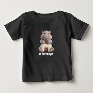 Bebé Camiseta infantil con letra H de hipopótamo lindo