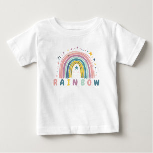 Bebé Camiseta infantil de arcoíris y estrellas pastel a