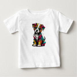 Bebé Camiseta infantil de cachorro geométrico adorable 