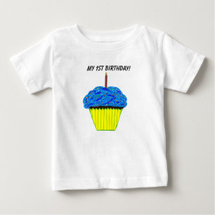 Bebé Camiseta infantil de cumpleaños azul de Cupcake