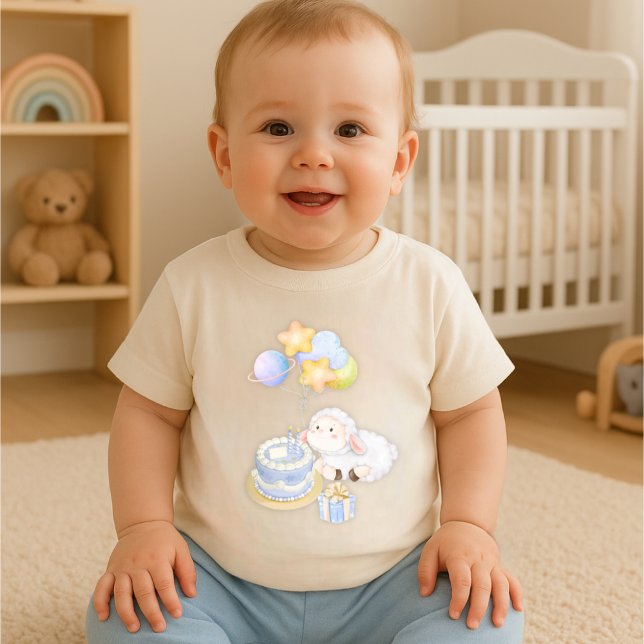 Bebé Camiseta infantil de cumpleaños de cordero con acu (Subido por el creador)