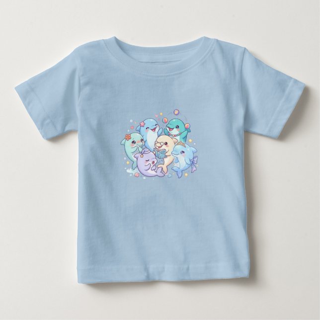 Bebé Camiseta infantil de delfines amigos lindos (Anverso)