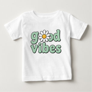 Bebé Camiseta infantil de flor de margarita con buenas