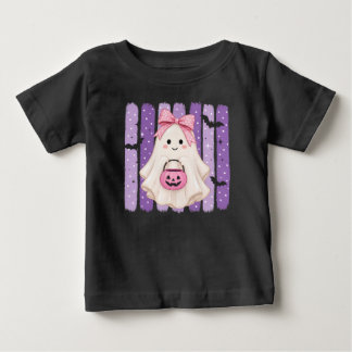 Bebé Camiseta infantil de Halloween con fantasma morado