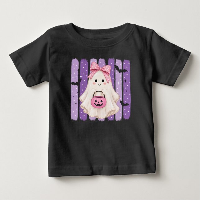 Bebé Camiseta infantil de Halloween con fantasma morado (Anverso)